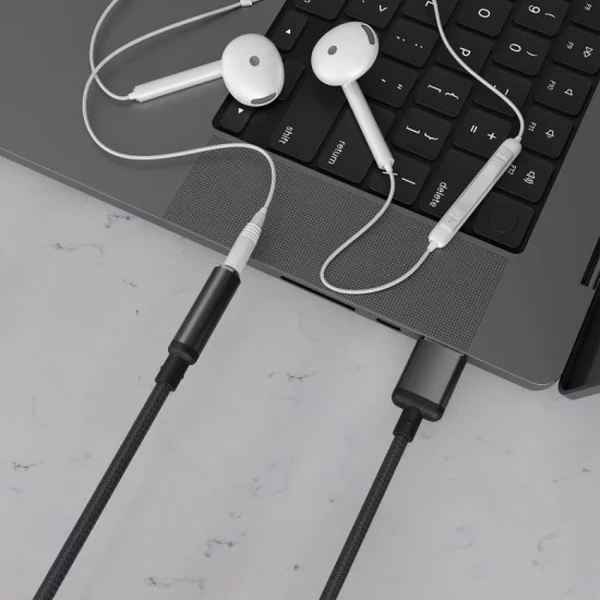 Porodo 3.5Mm To Usb A Audio Cable - Durable 10Cm Cable - Black